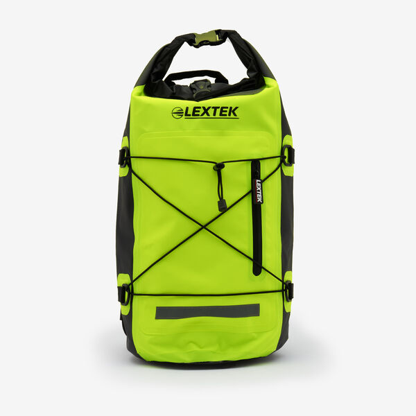 Lextek Waterproof Dry Bag Backpack 30L Black/Fluoro Yellow